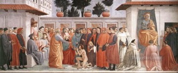 Resurrección del Hijo de Teófilo y San Pedro entronizado Cristiano Quattrocento Masaccio Pinturas al óleo
